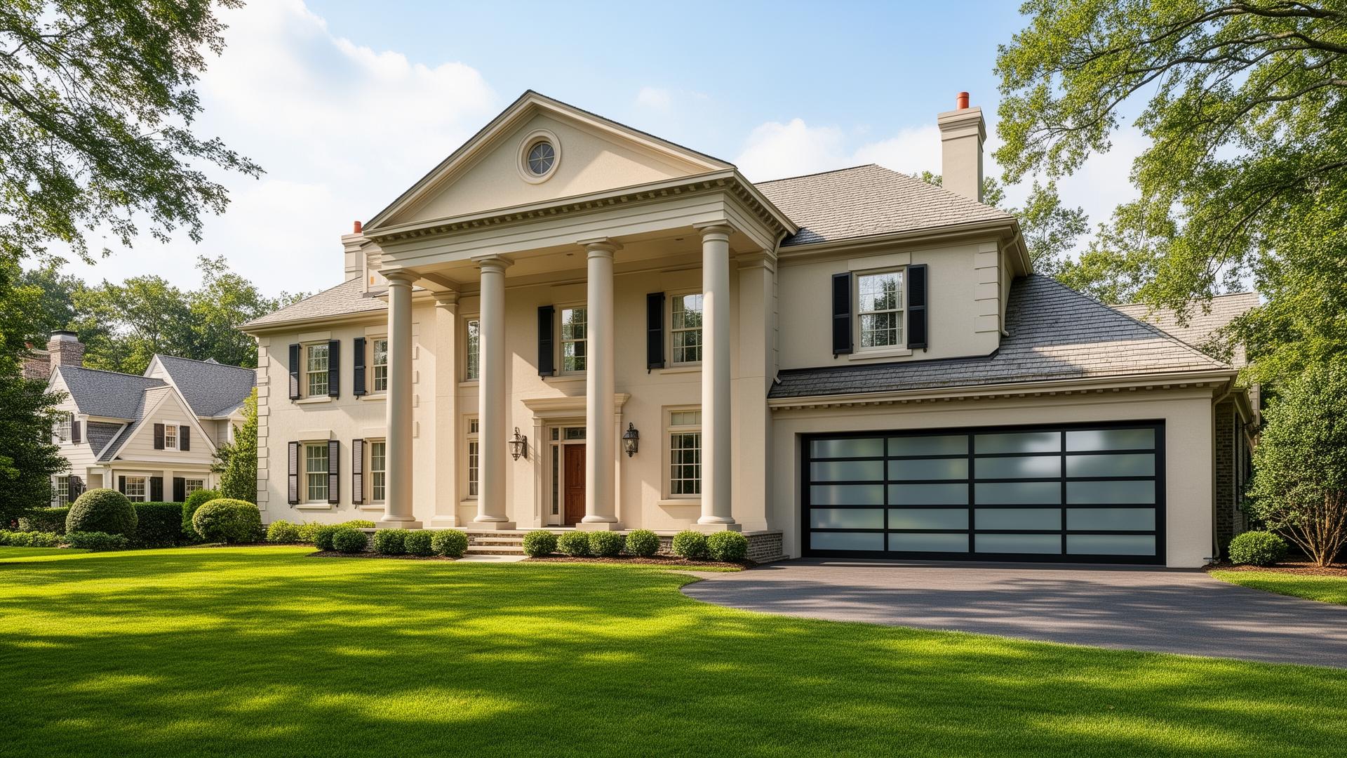 Modern garage door installation on residential home in Newtown, CT